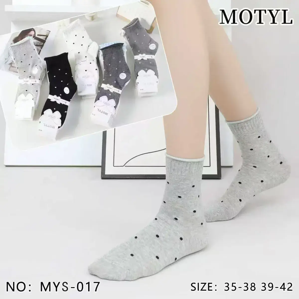 Skarpetki Motylek Szare w Grochy Rozmiar 35-38/39-42