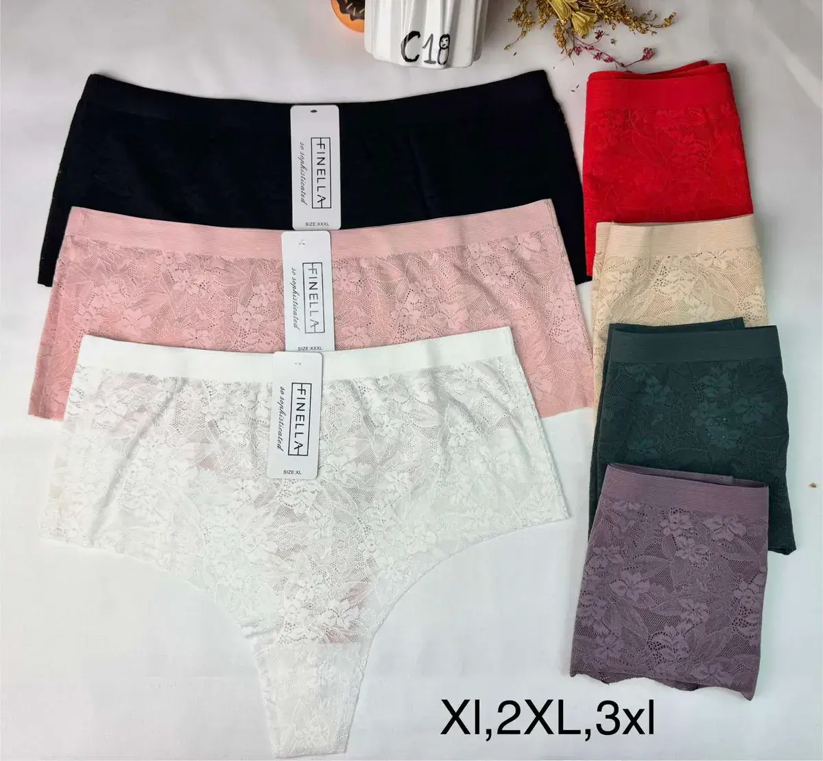 Figiel damskie Finella koronkowe XL-3XL wielokolorowe
