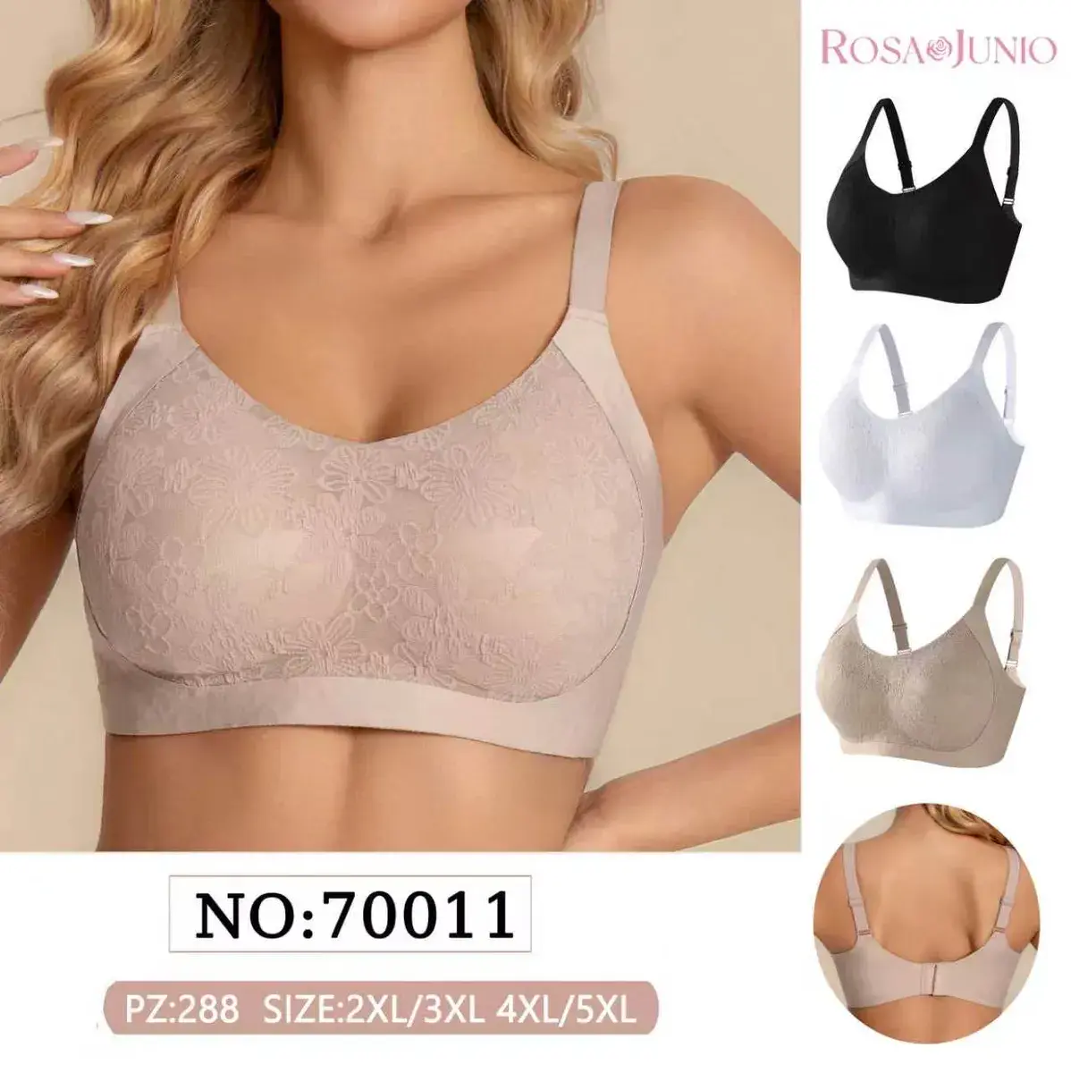 Biustonosz damski Rosa Junio koronkowy bezszwowy plus size