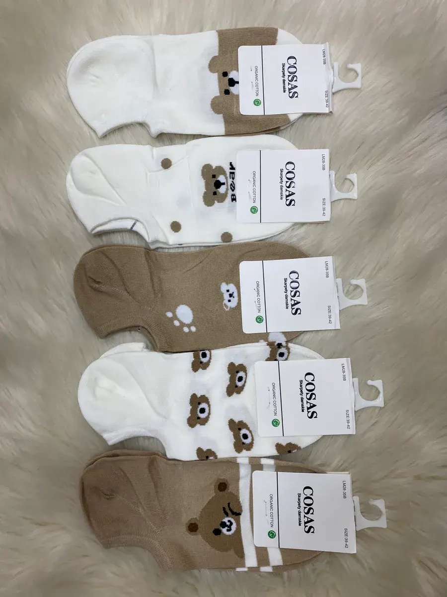 Skarpetki damskie COSAS z bawełny organicznej z motywem misia 39-42