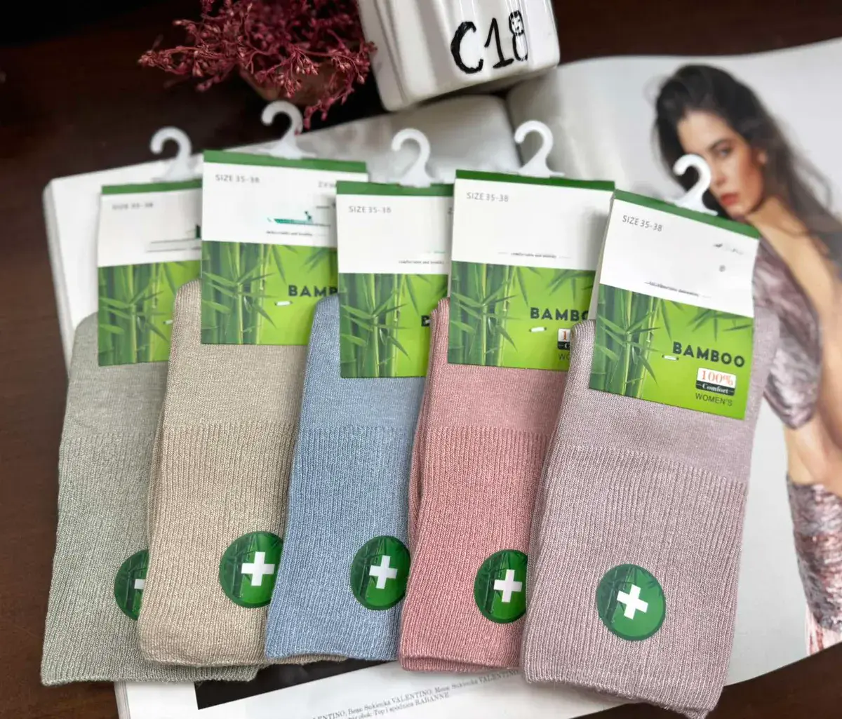 Skarpetki damskie Bamboo pastelowe kolory rozmiar 35-38