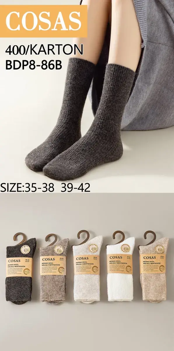 COSAS Skarpety z Wełny Merino Mix Kolorów 35-42