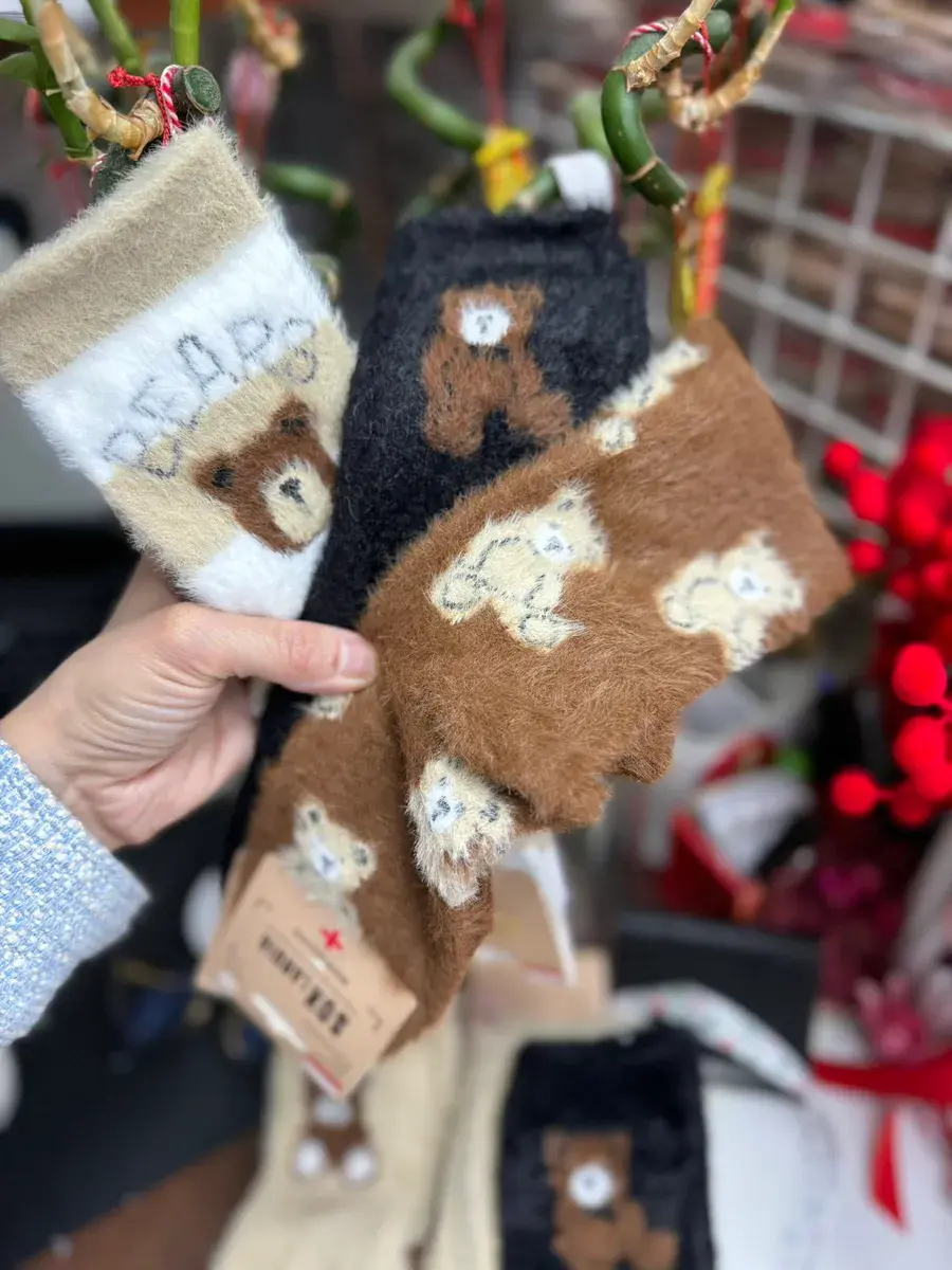 Miękkie skarpetki z motywem misia, mix kolorów, 3 pary