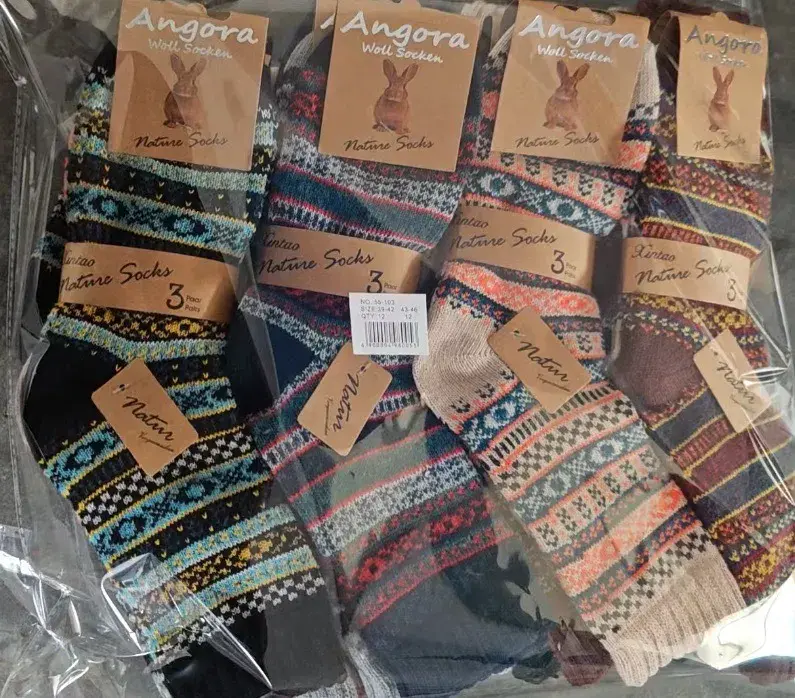 Skarpetki Angora Nature Socks wzory etniczne 3 pary mix kolorów