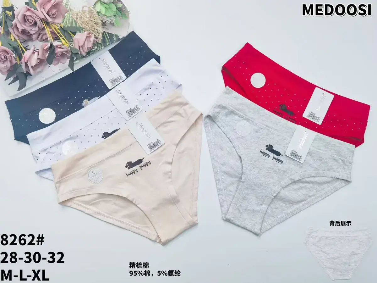 Medooos Damskie Majtki Happy Puppy M-L-XL Mix Kolorów