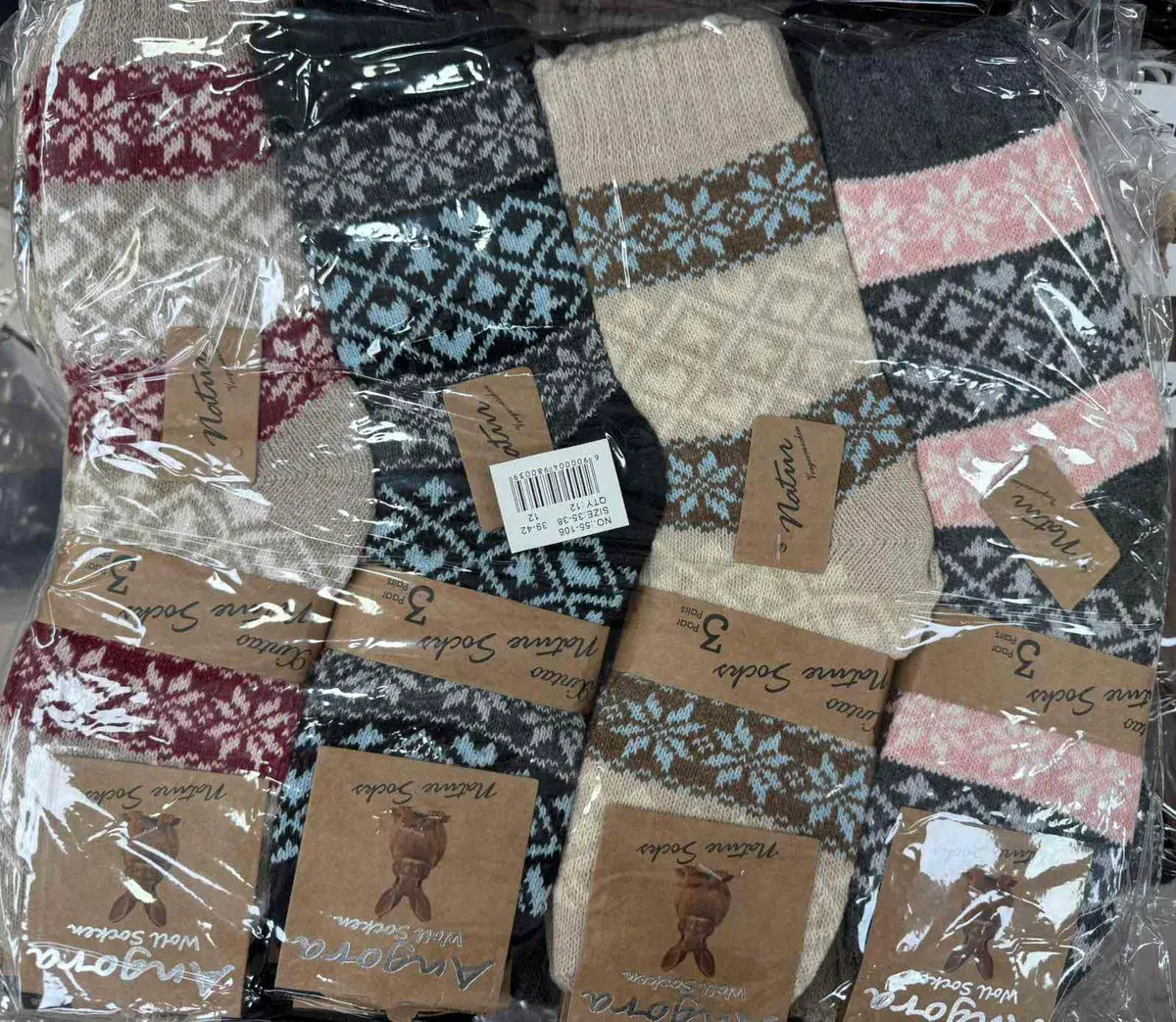Skarpety zimowe Nature Socks z wzorem śnieżynek mix kolorów