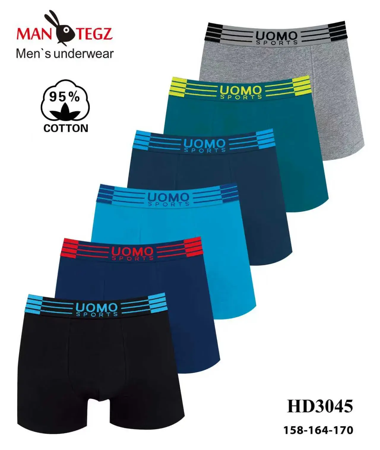 Bokserki męskie UOMO Sports HD3045 158-164-170 6 szt.