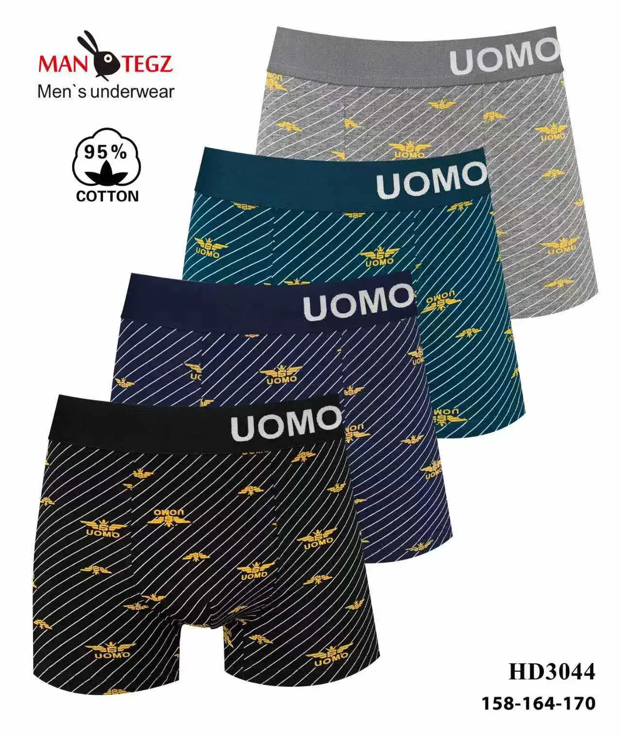 Bokserki męskie UOMO 4 szt. 95% bawełna HD3044