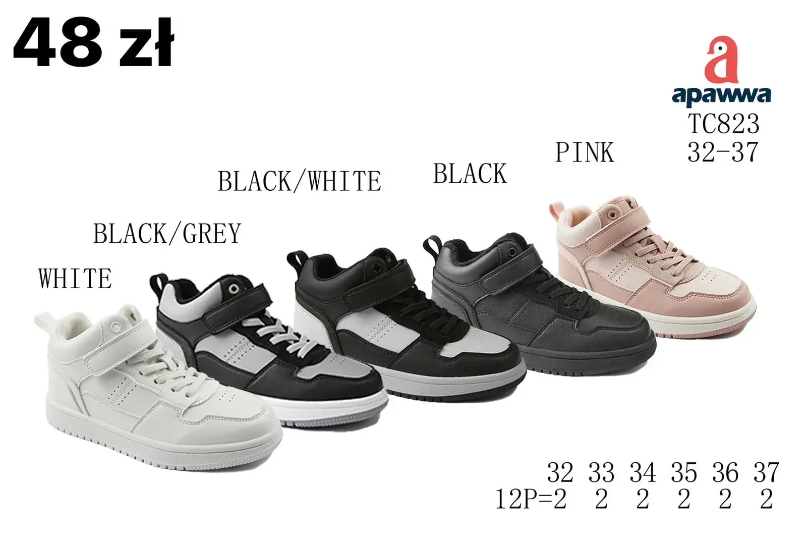 Buty SPORTOWE DZIECIĘCE Apawwa TC823 rozmiary 32-37 za kostkę