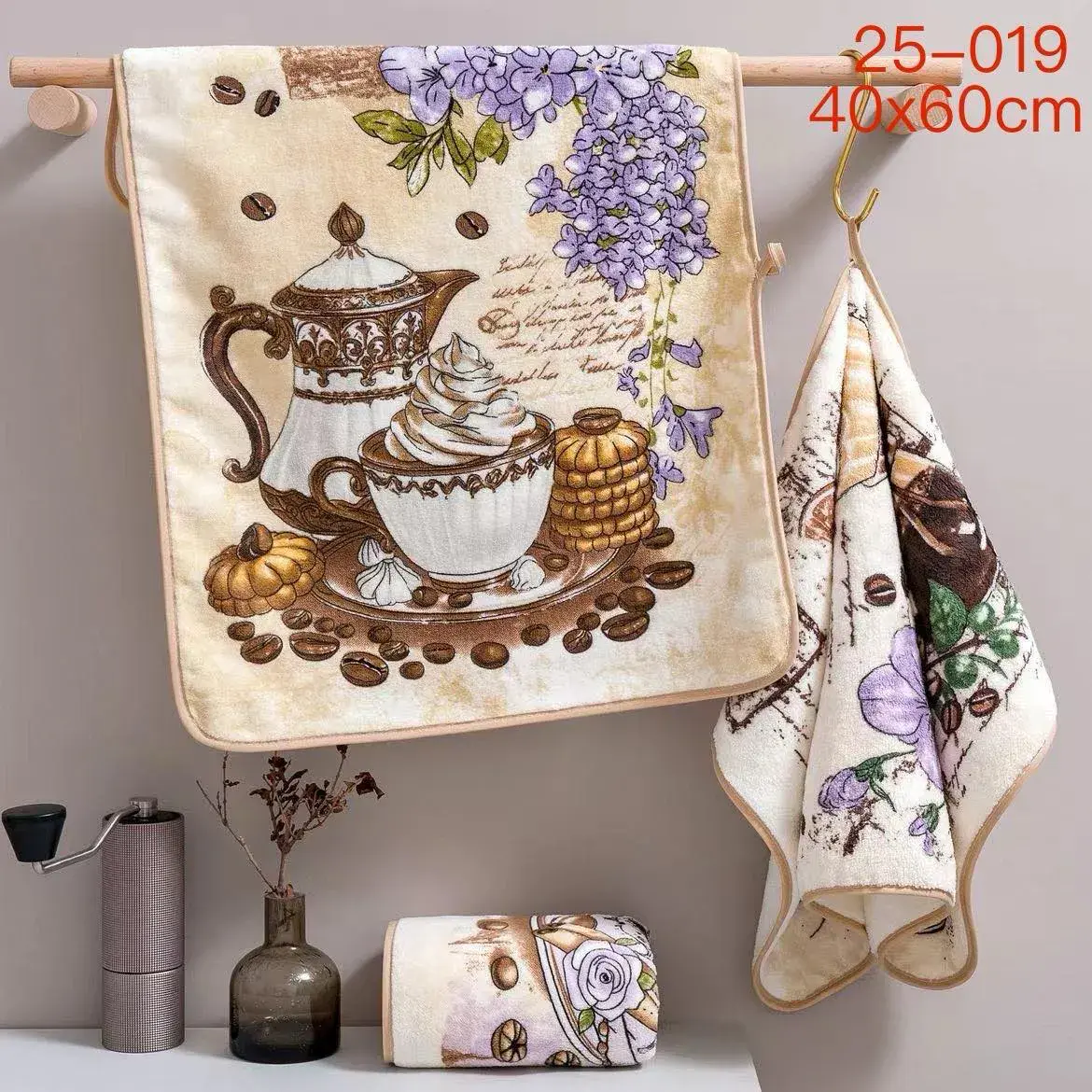 Ścierki z mikrofibry COFFEE 40x60cm beżowo-fioletowe