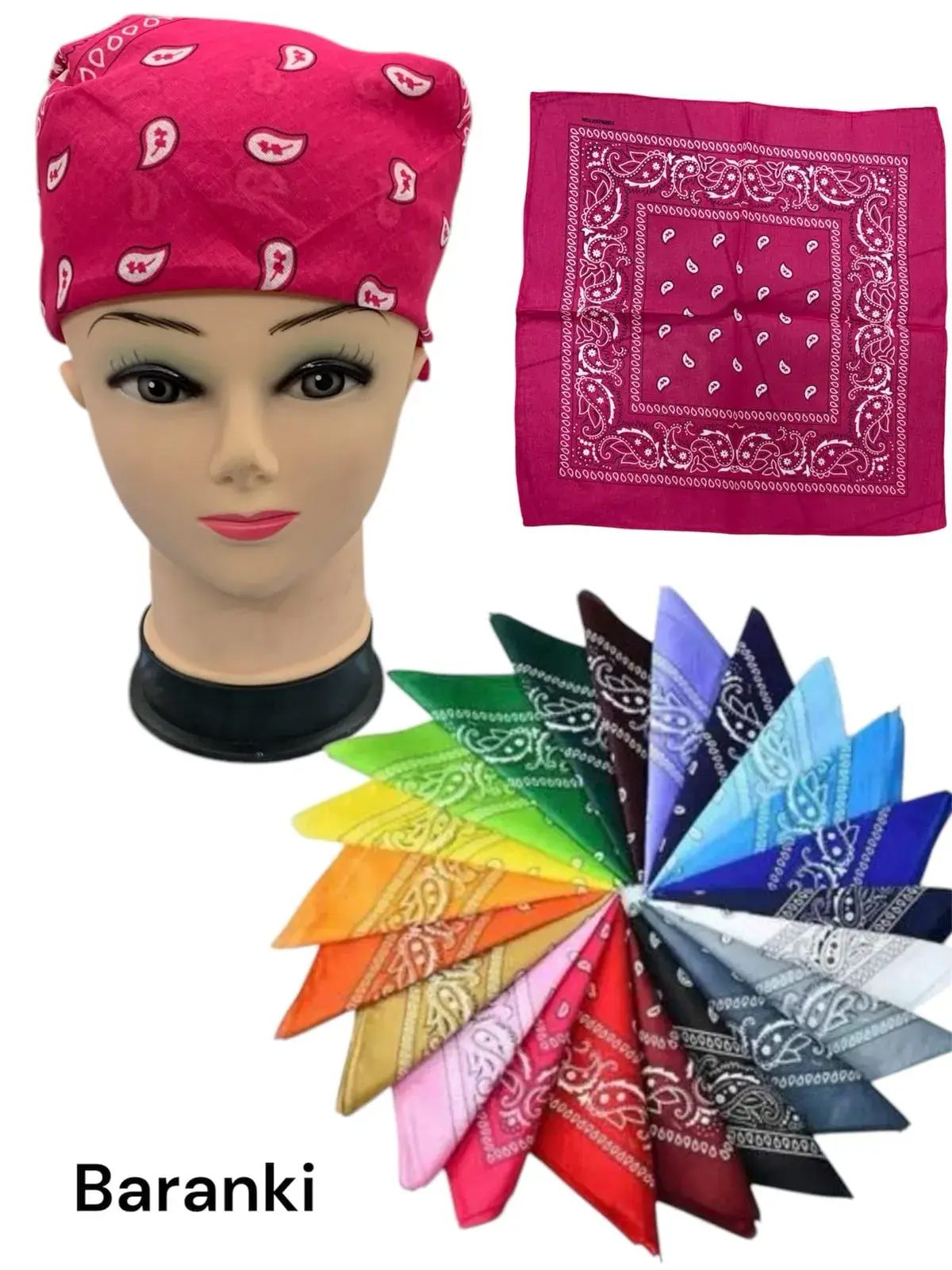 Baranki Damskie - Chusty Bandana Paisley Mix Kolorów 12szt