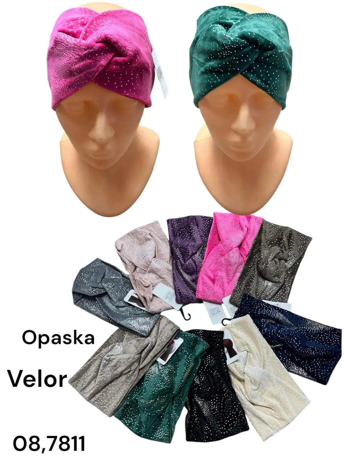 Opaski damskie welurowe z brokatem, velour