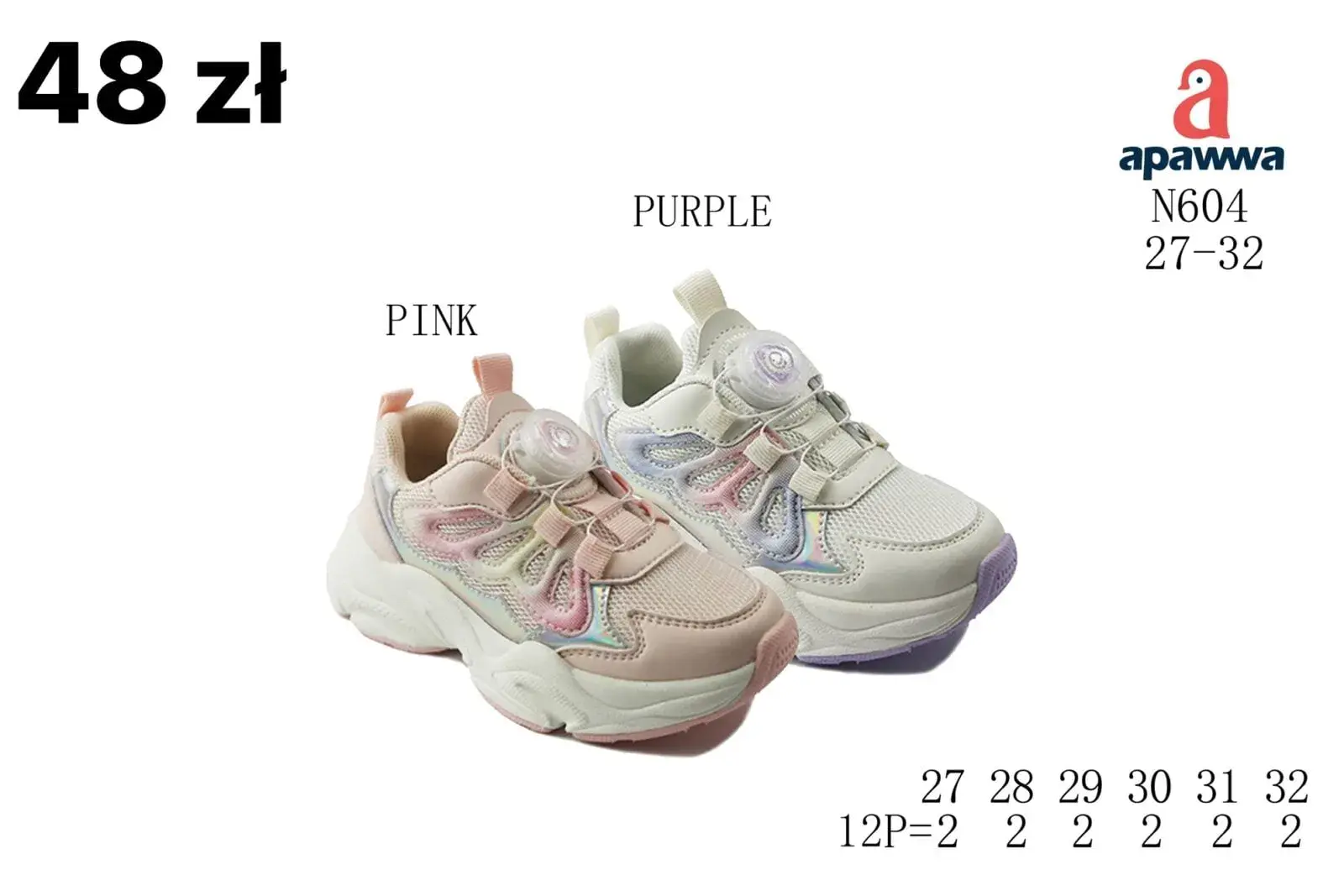 Buty sportowe dziecięce Apawwa N604, rozmiary 27-32, z pokrętłem
