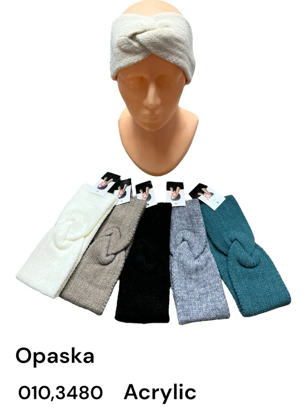 Opaski damskie z akrylu, wzór wiązany, 6 kolorów