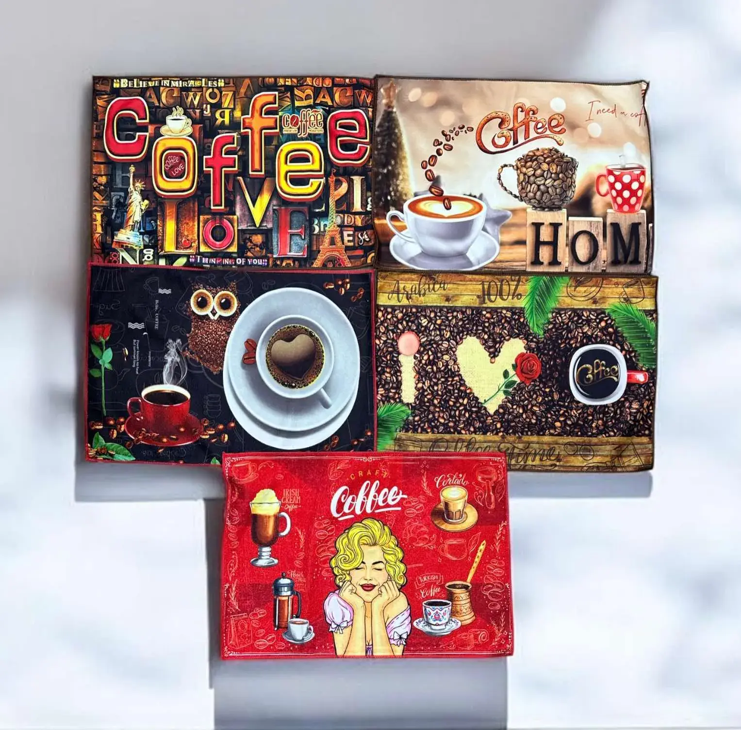 Ścierki z Mikrofibry 40x60 cm Coffee Love 5 szt