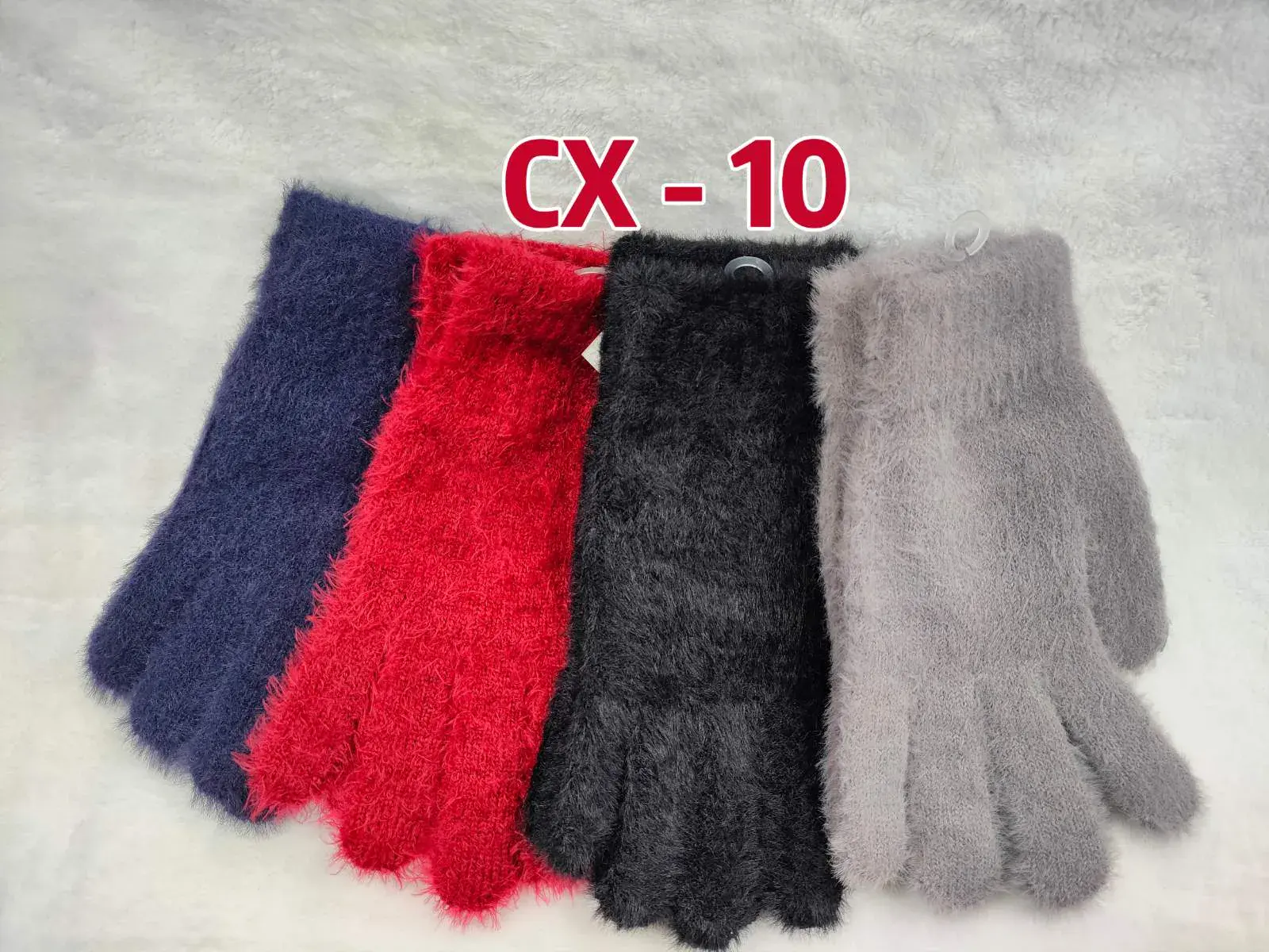 Rękawiczki damskie futrzane CX-10 granat/czerwony/czarny/szary