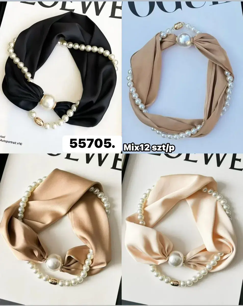Elegancka opaska do włosów z perłami mix kolorów