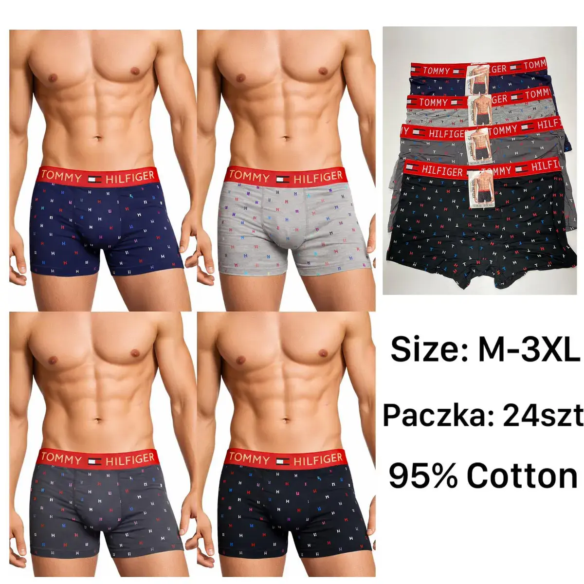 Męskie bokserki Tommy Hilfiger 95% bawełna M-3XL