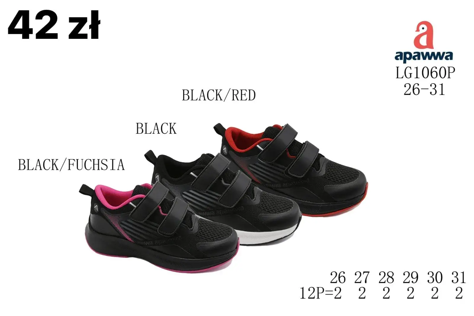 Buty sportowe dziecięce Apawwa LG1060P 26-31 na rzepy