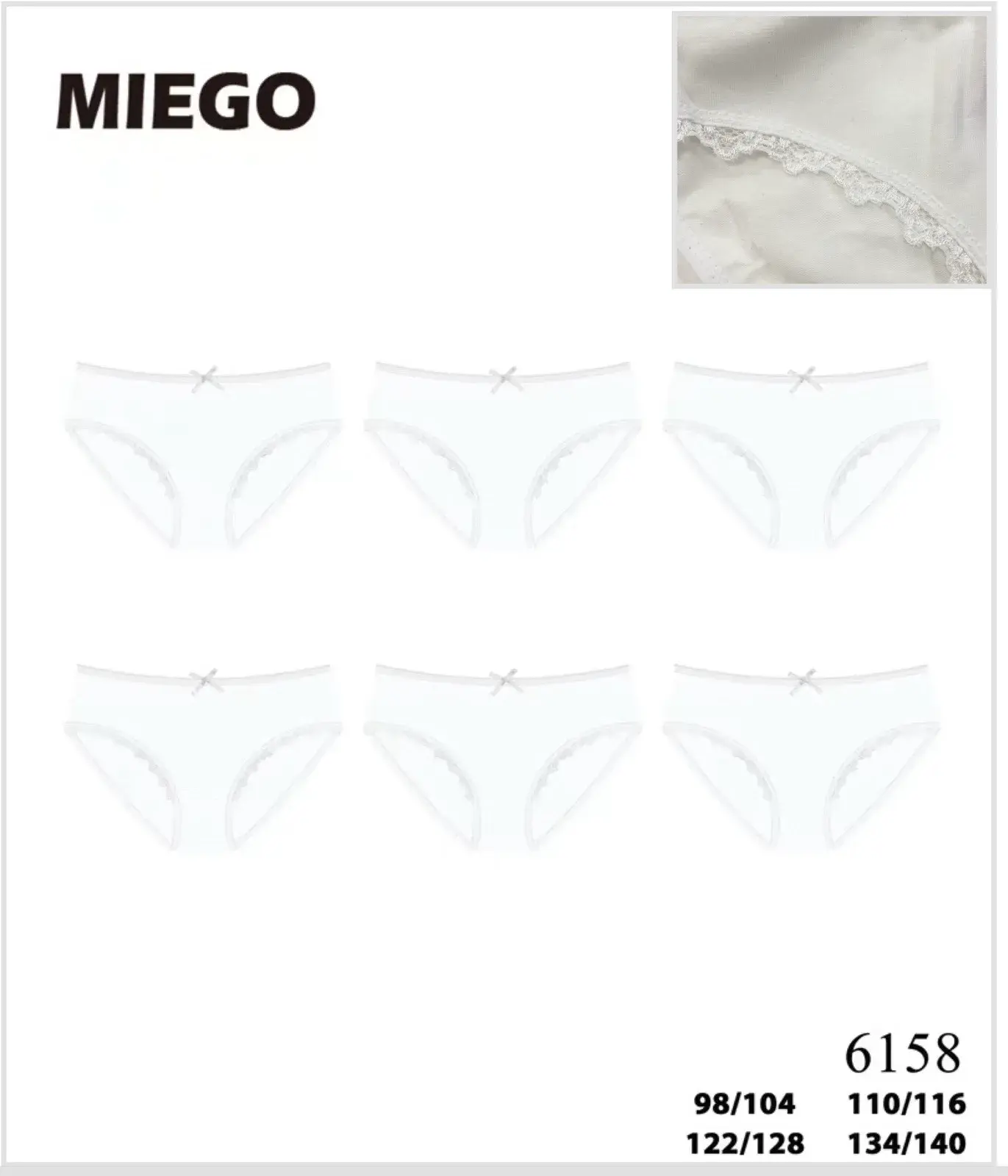 Majtki dziecięce MIEGO białe rozmiary 98/104-134/140