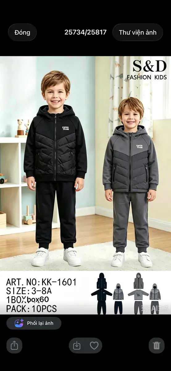 Dres dziecięcy z kapturem S&D Fashion Kids czarno-szary 3-8 lat