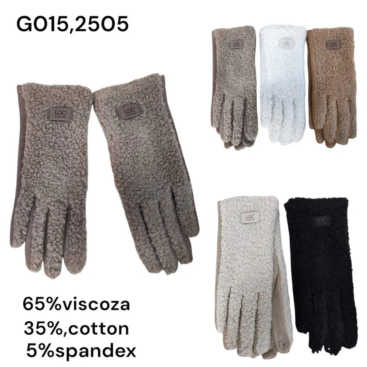 Rękawiczki damskie LGC Fashion z miękkim futerkiem, mix kolorów