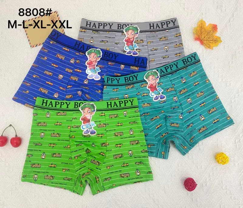 Bokserki chłopięce Happy Boy w paski i nadruki 4 kolory M-XXL