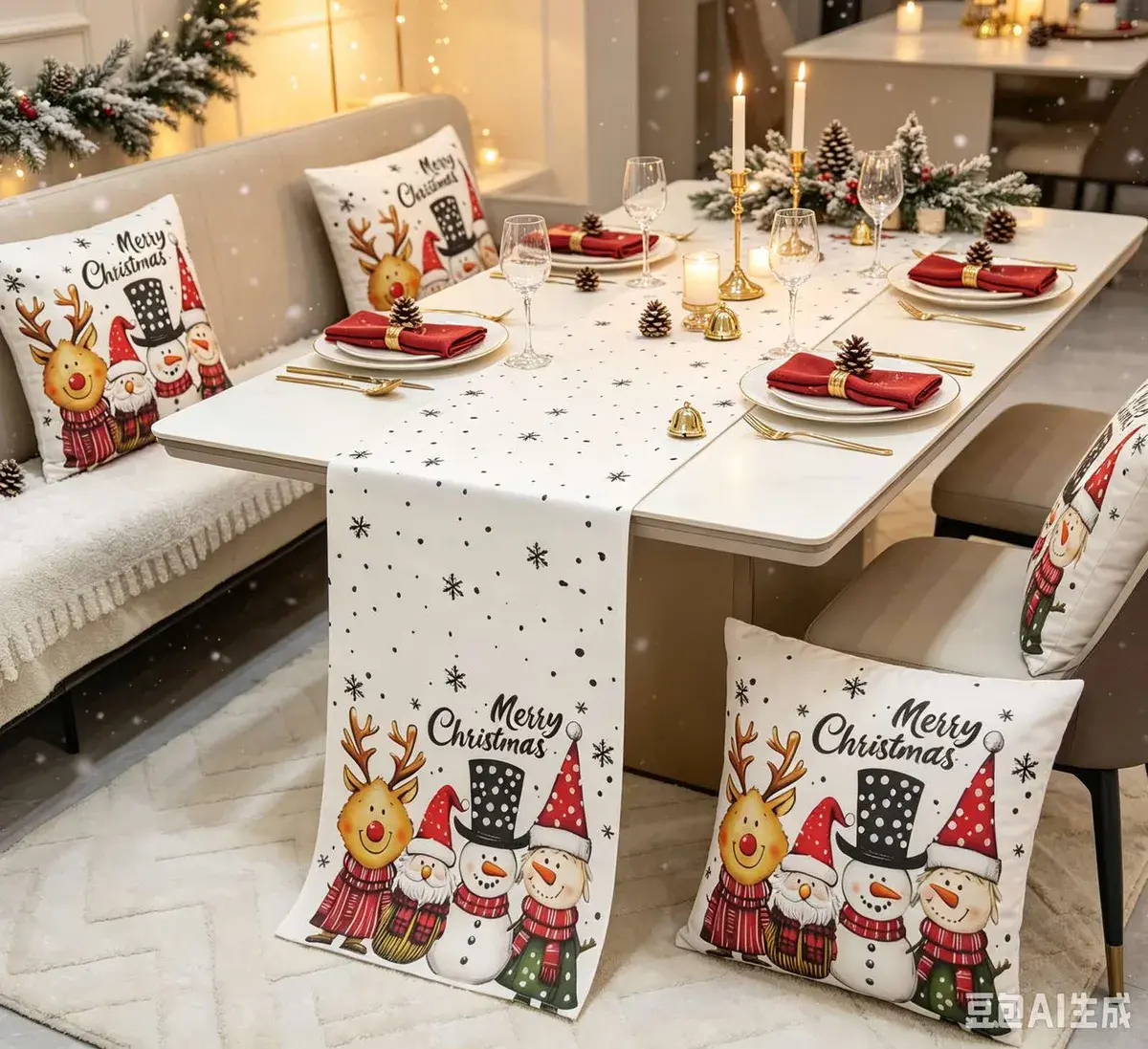Bieżnik świąteczny Velvet 40x90 cm z nadrukiem Merry Christmas