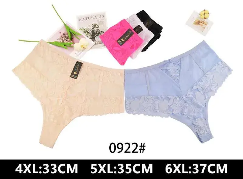 Bielizna damska stringi koronkowe 4XL-6XL beżowe/różowe/niebieskie