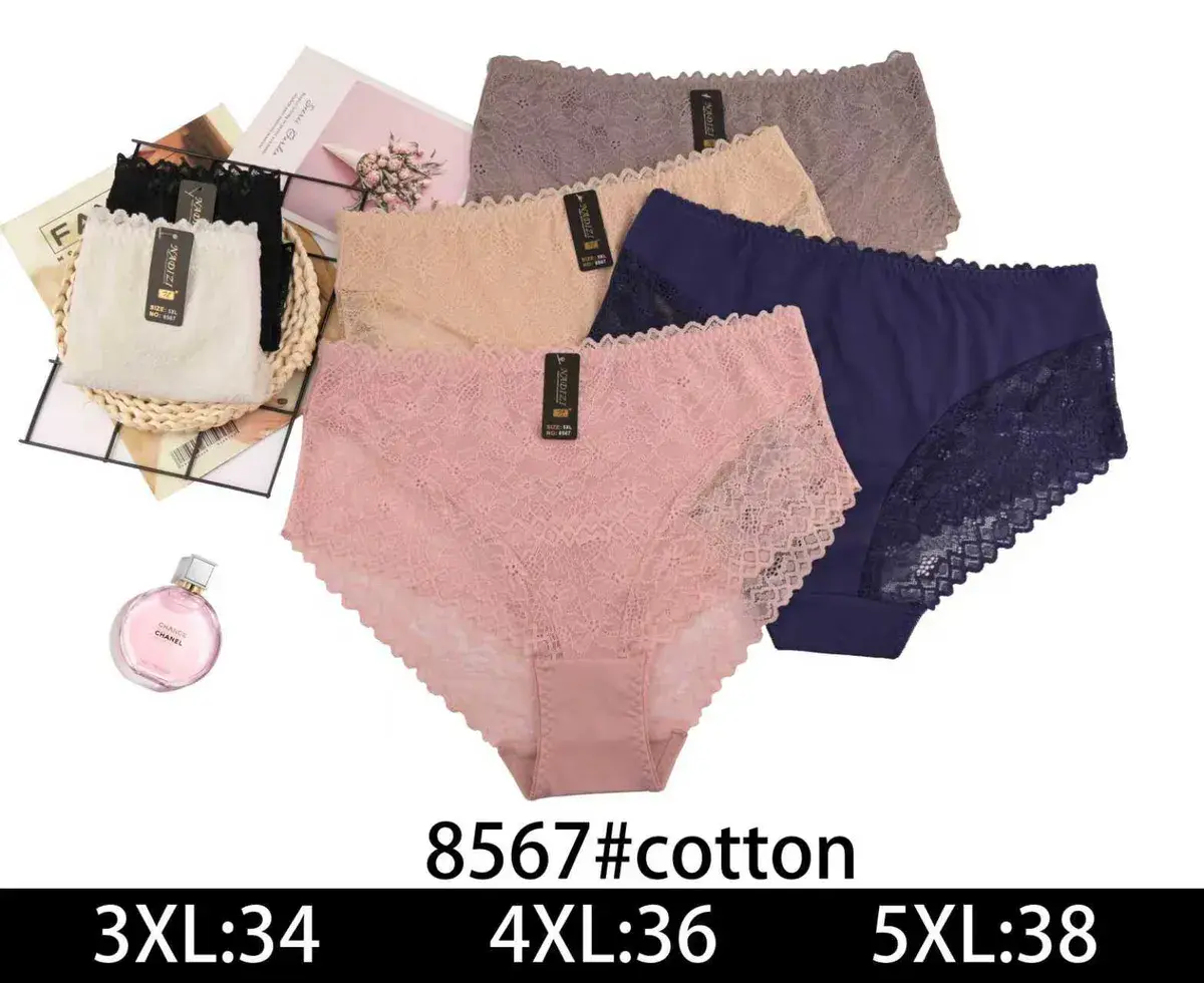 Majtki damskie bawełniane koronkowe 3XL-5XL 8567