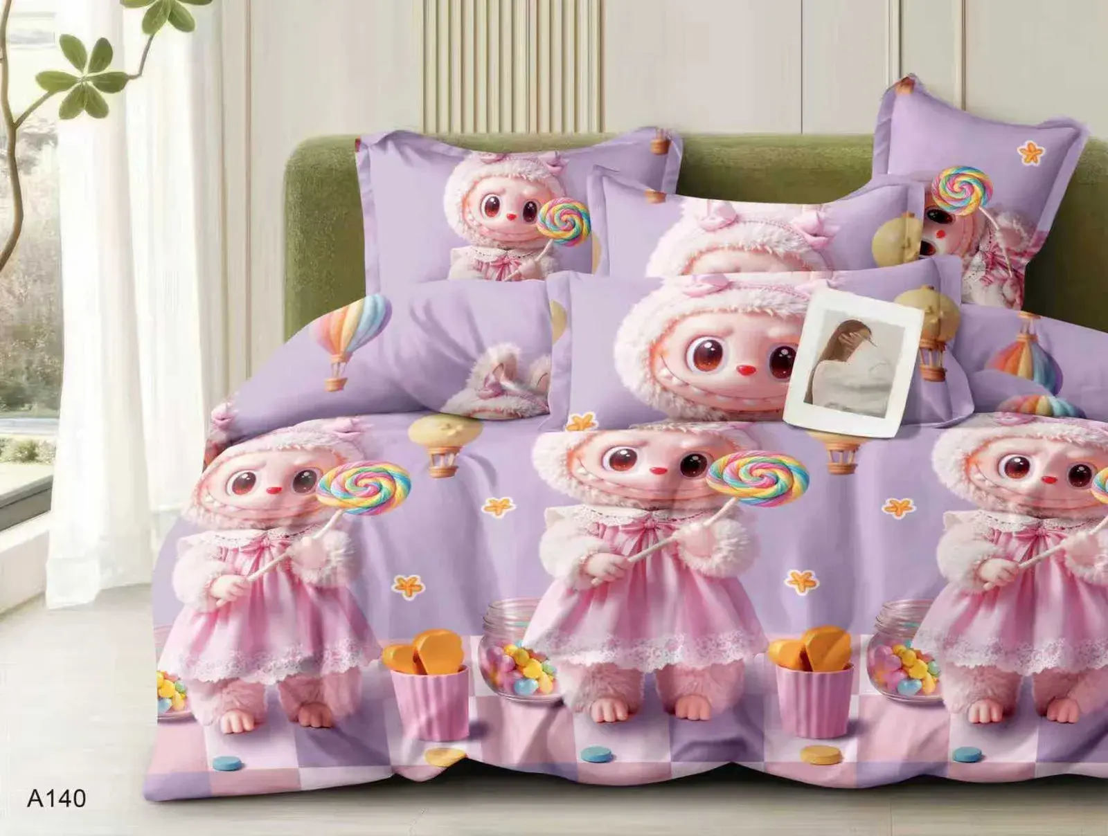 Komplet Pościel 3D 160/200 Fioletowy z Postacią A140