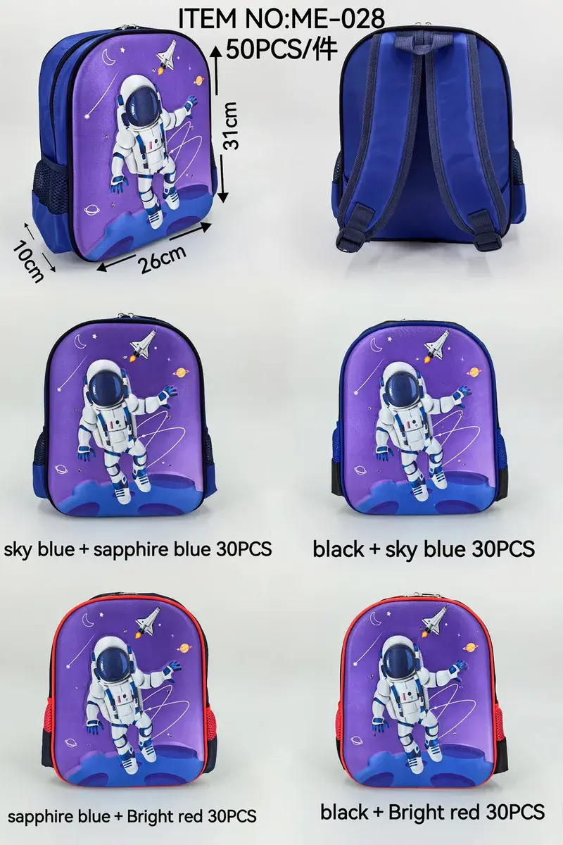 Plecak dziecięcy z astronautą fioletowo-niebieski 31x26x10 cm