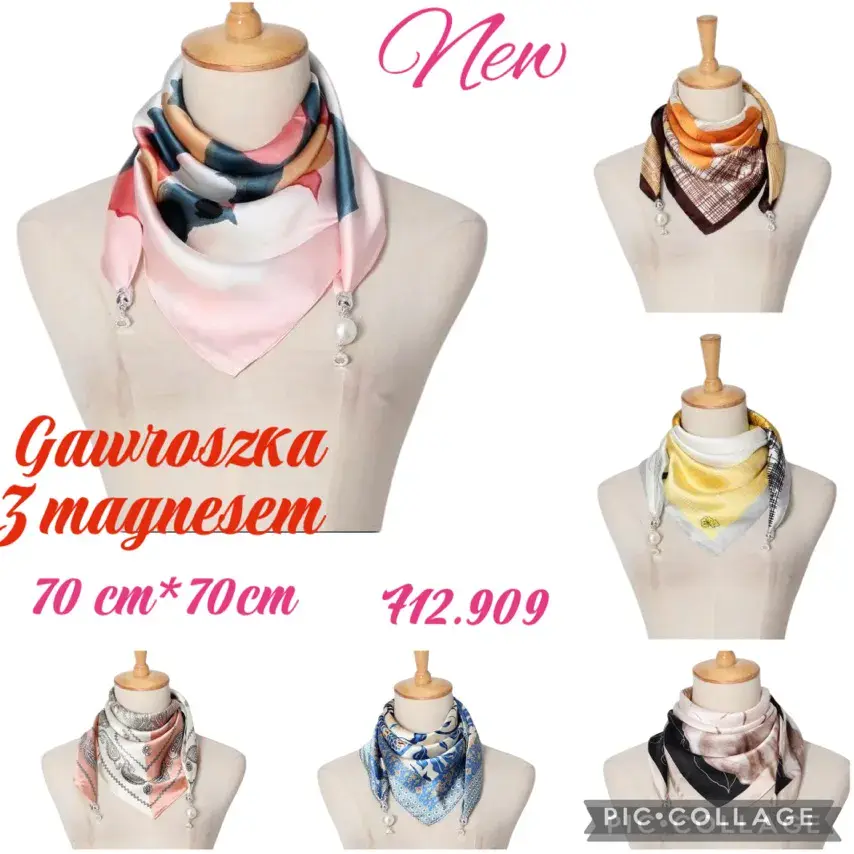 Chusta Damska Grawat z Magnesem 70cm x 70cm
