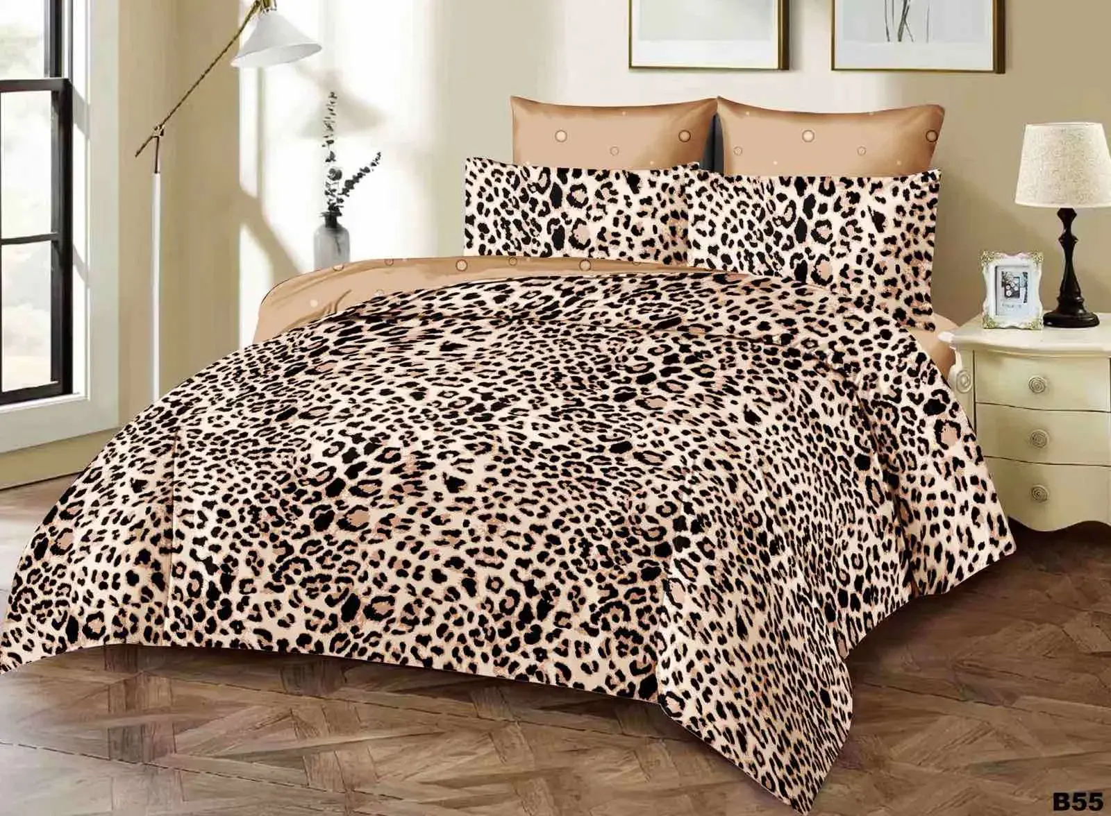 Komplet Pościel 3D 200/220 Leopard Beżowy