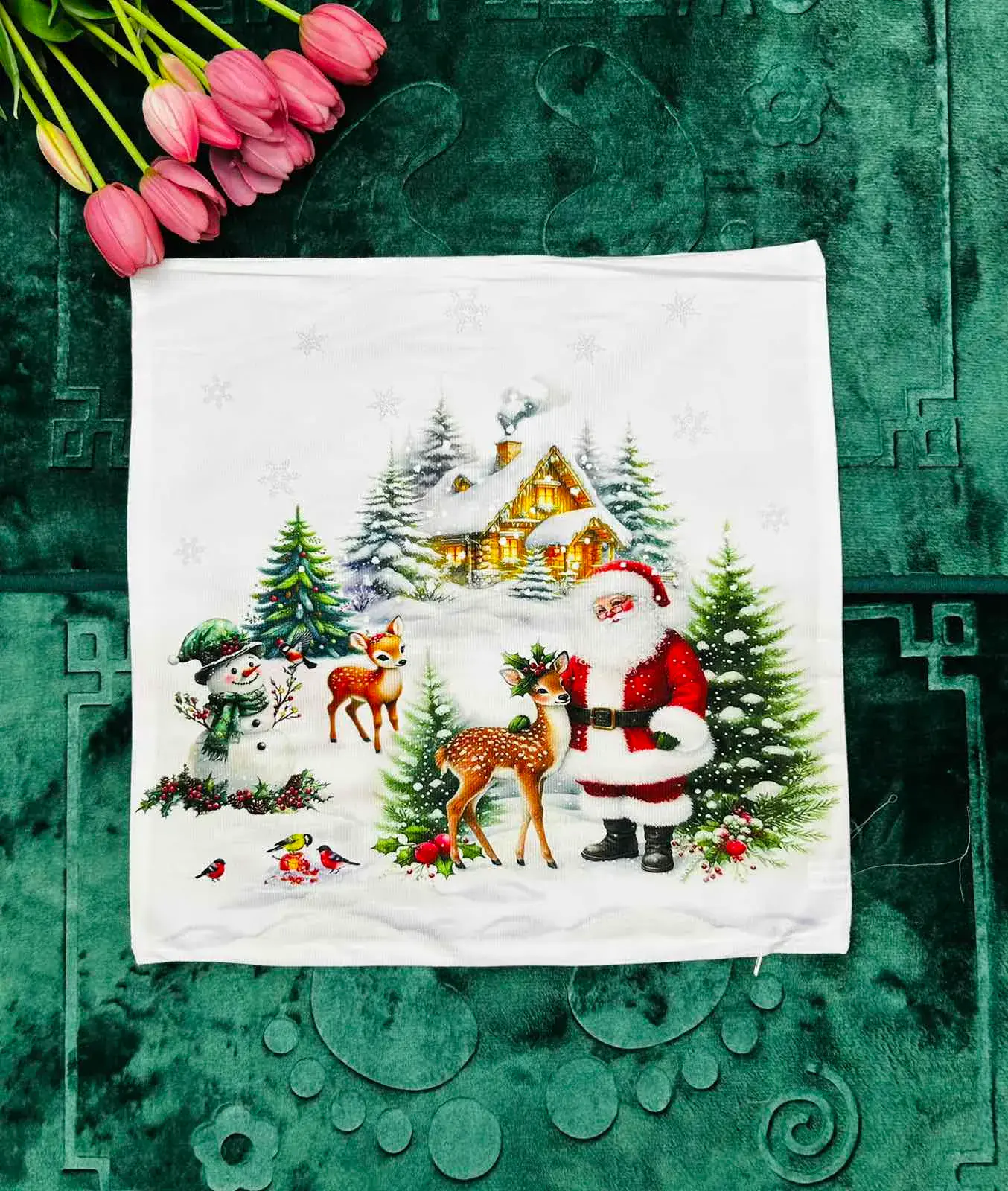 Poszewka Świąteczna 40x40 cm z motywem Świętego Mikołaja