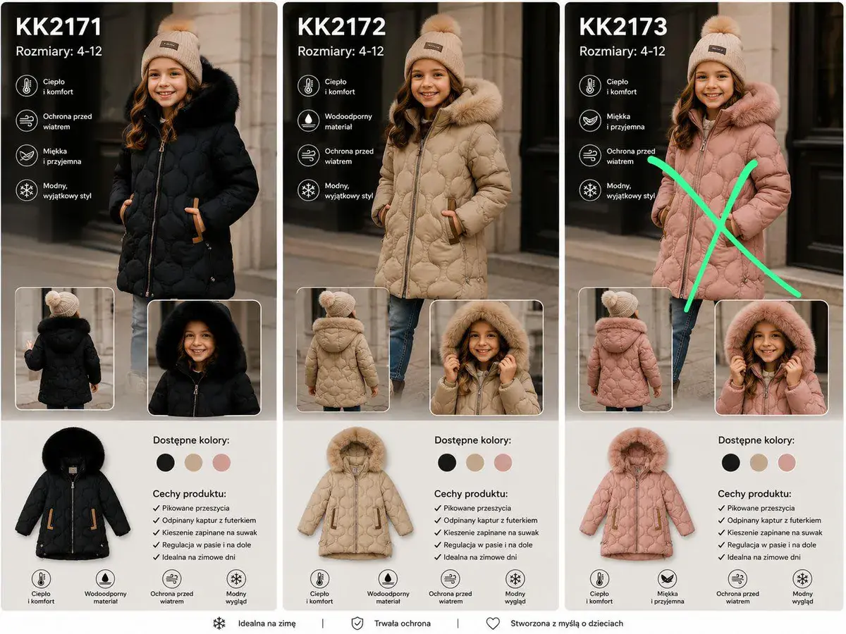 Kurtka dziecięca pikowana z futerkiem czarna rozmiary 4-12