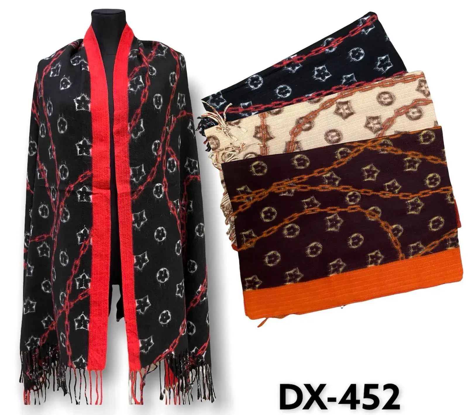 Szaliki damskie DX-452 czarny beżowy brązowy