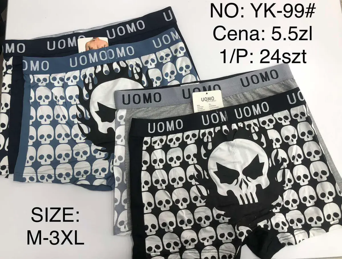 Męskie bokserki UOMO z nadrukiem czaszek zestaw kolorów M-3XL
