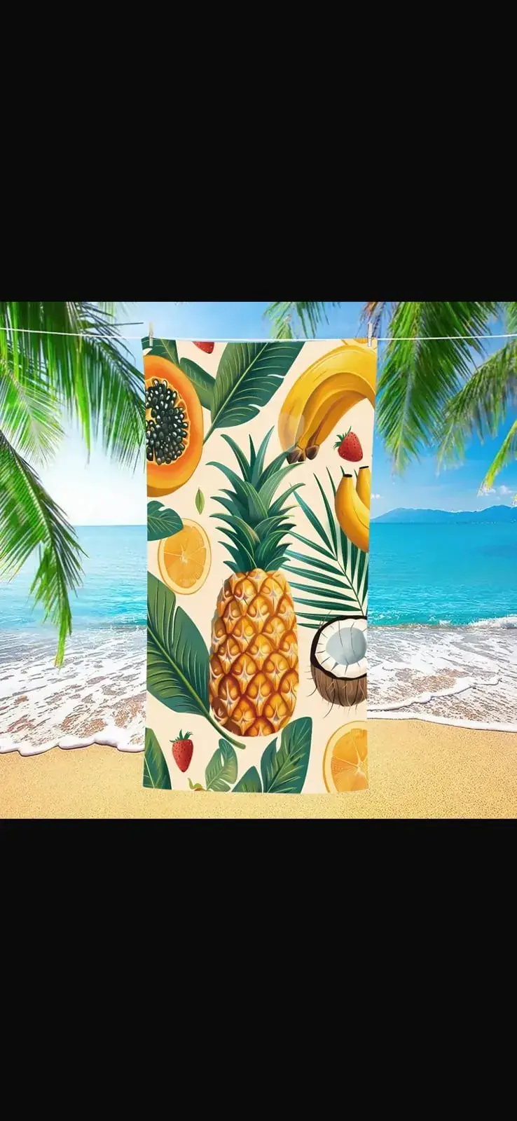 Ręcznik Plażowy 70/140 z Ananasem i Tropikalnymi Owocami