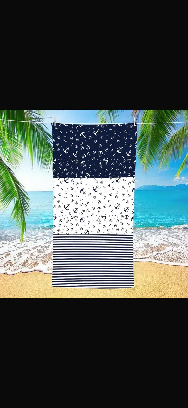 Ręcznik Plażowy 70/140 Granatowo-Biały w Paski