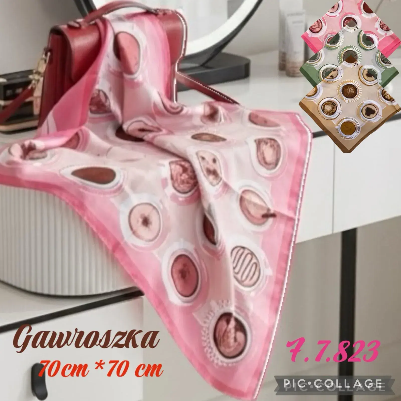 Chusta damska różowa 70cm x 70cm