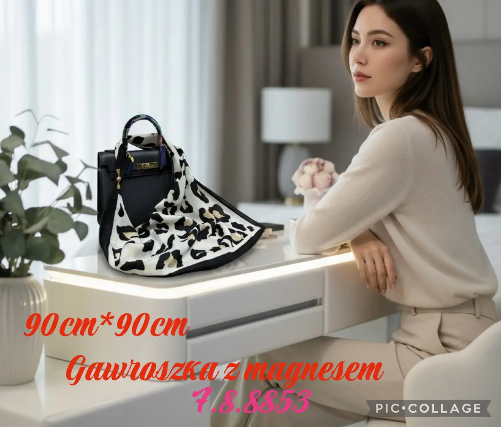 Chusta Damska 90cm x 90cm z motywem pantery