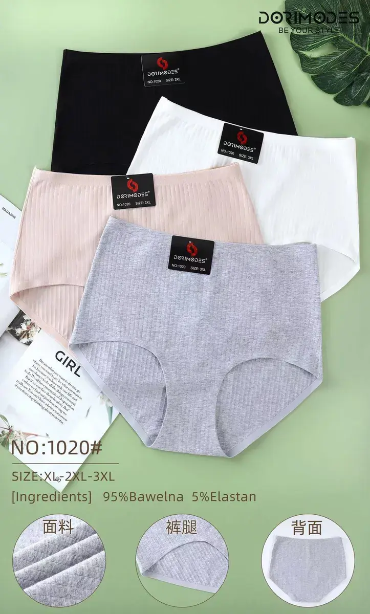 Dorimodes Majtki damskie prążkowane XL-3XL 95% bawełna