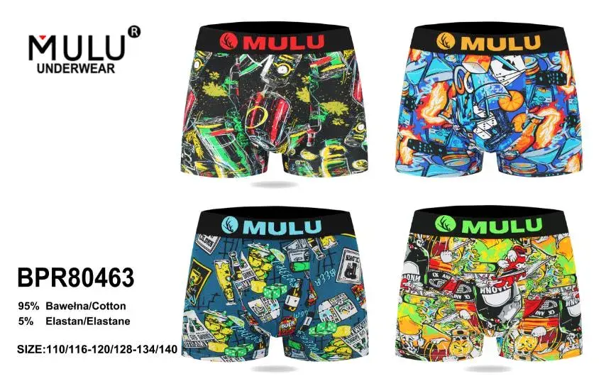 MuluLu Męskie Bokserki Grafika Streetwear Rozmiar 110-140