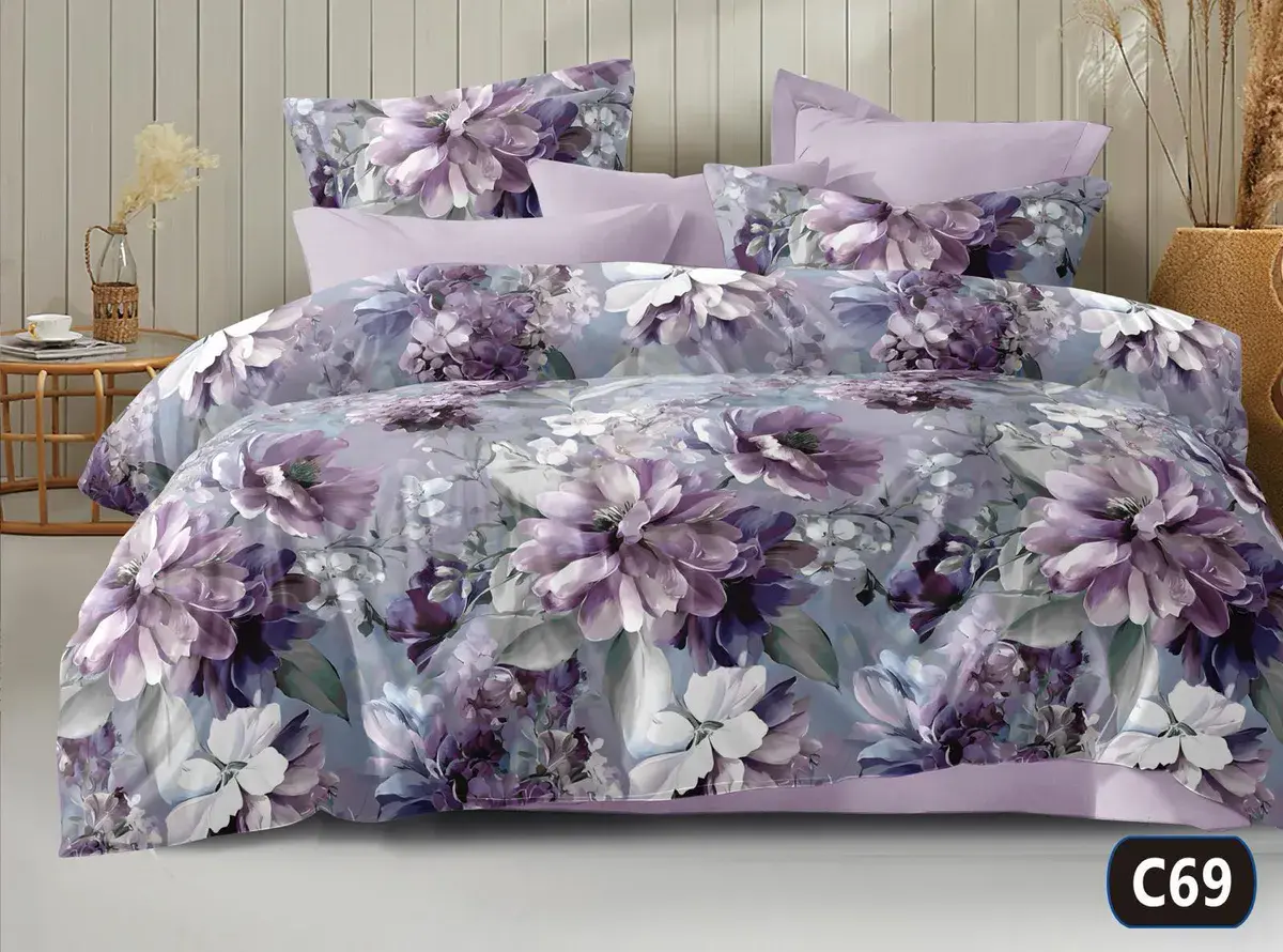 Komplet pościeli MILANO 5D 100% satyna bawełniana 200x220 fiolet