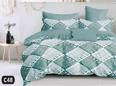 Komplet pościeli 5D MILANO 100% satyna bawełniana 200x220 zielono-biały