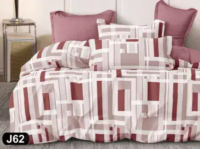 Komplet pościeli MILANO 5D 100% satyna bawełniana 200x220 cm bordowo-beżowy