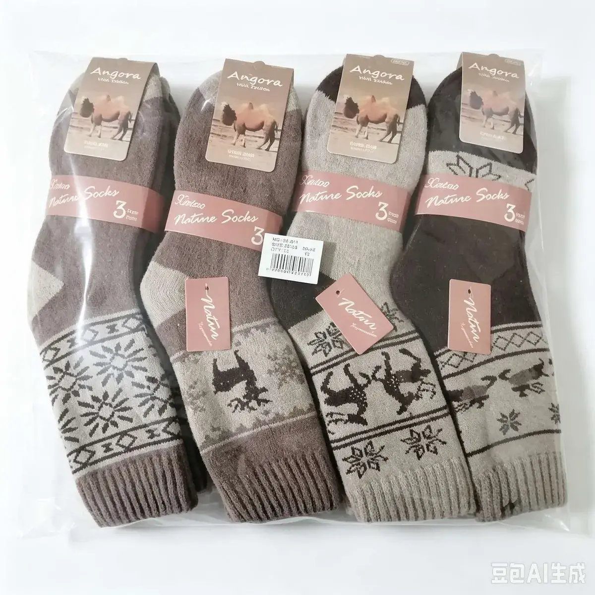 Zestaw 4 par skarpet zimowych Nature Socks z motywem zwierząt