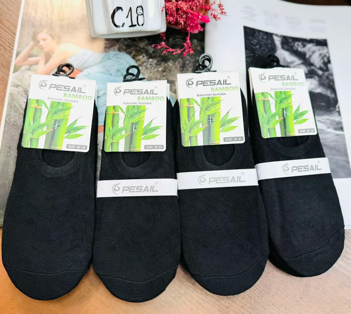 Balerinki damskie PESAIL Bamboo czarne 38-42