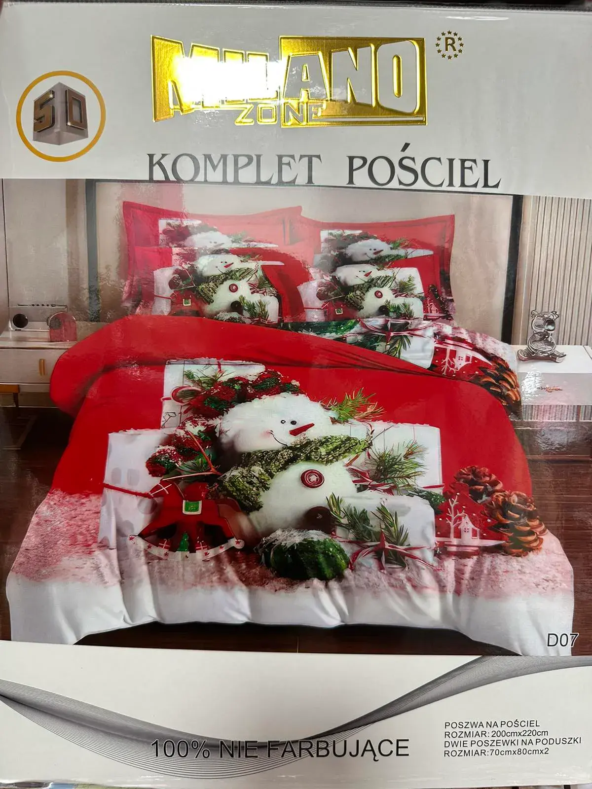 Komplet Pościel 200/220 3cz Mikrofibra Nano Zinc Śnieg